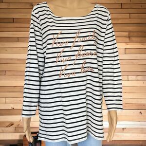 Old Navy Luxe Top Women's Black White Long Sleeve Casual Knit SZ/XL